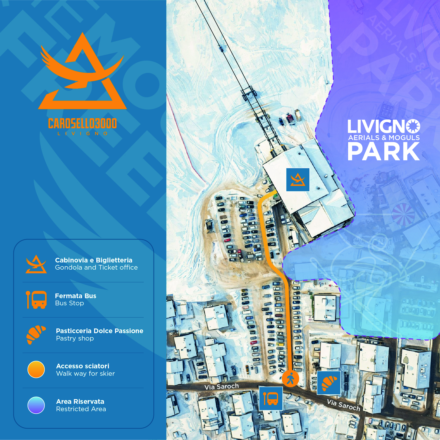 Mappa accessi e viabilità Carosello 3000 durante le Olimpiadi