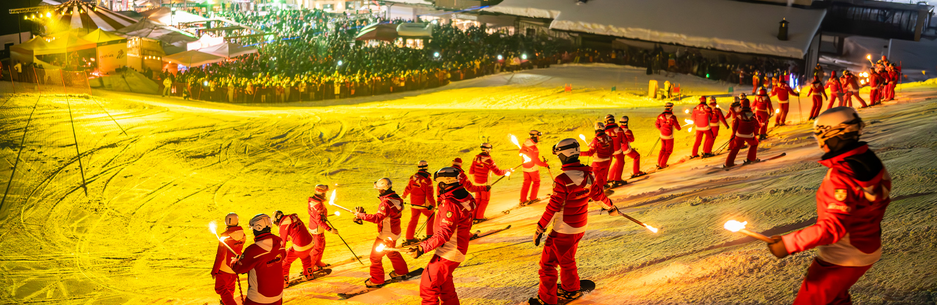 Torchlight ski parade at Carosello 3000